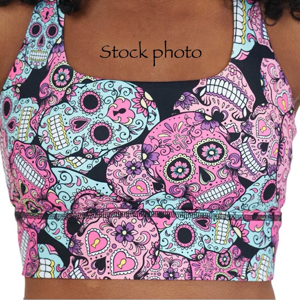 2 PIECE SET!! 💀💖 Constantly Varied Skull Spandex Leggings & Bra - Picture 2 of 8